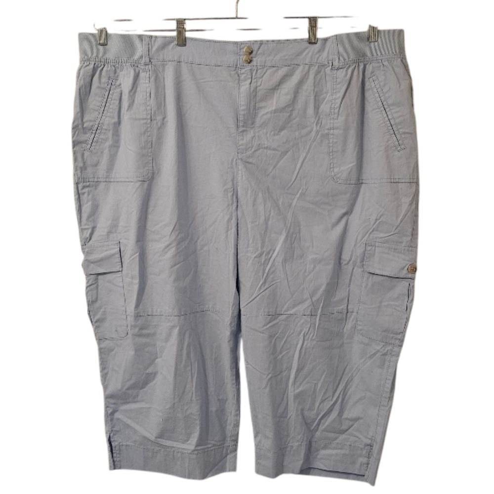 Blue Penningtons Women's Ribbed Waistband Cotton Capri Pants